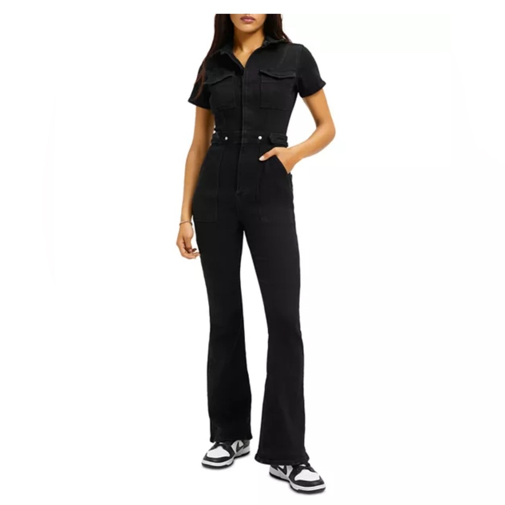 NWT Good American PETITE FIT FOR SUCCESS BOOTCUT JUMPSUIT | BLACK099 - BLACK099
